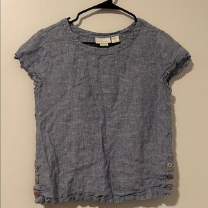 Cynthia Rowley 100% Linen Blue Lagenlook Blouse Size Small